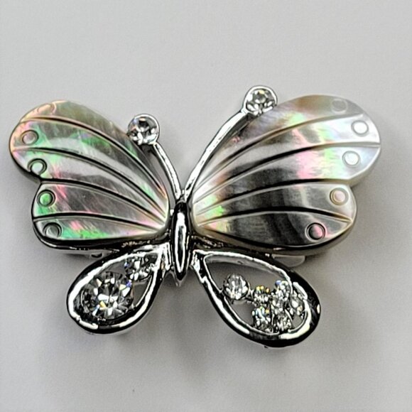 ABALONE tone Colored Butterfly Brooch - Picture 8 of 9